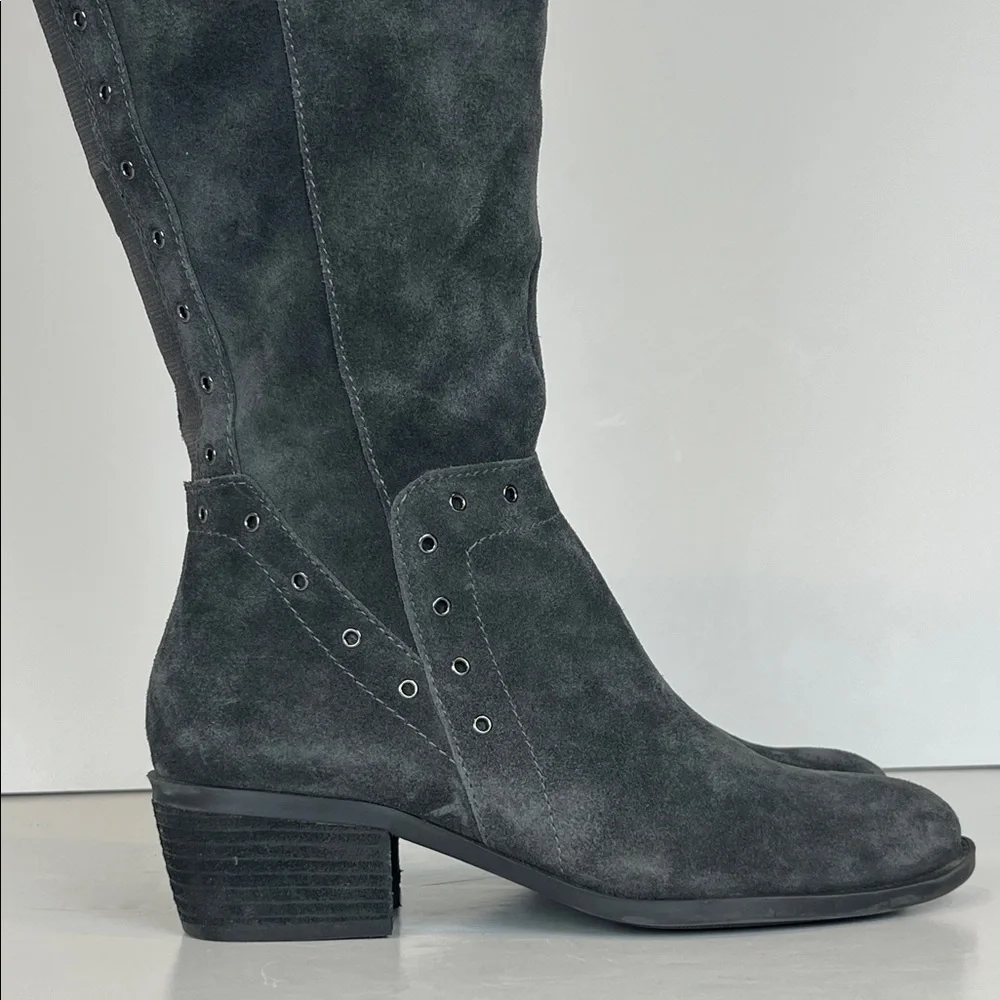 Vince Camuto Bestan‎ Gray Over-the-Knee Women's Boots Grommet Accents SZ 6.5